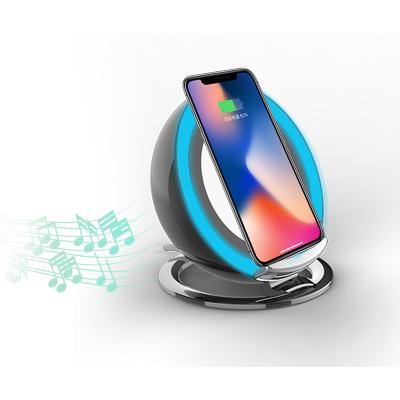 China Mobile Phone New 4 in 1 Wireless Charger for Multimedia Audio Speaker Stents Phone Light BT Night Wireless Charger for sale