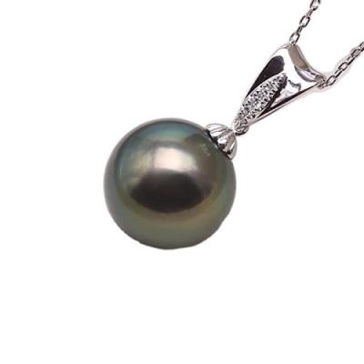 China Saltwater Pearl 18K Gold 12.5MM Tahiti Cultured Pearl Necklace Saltwater Dangling Pearl for sale