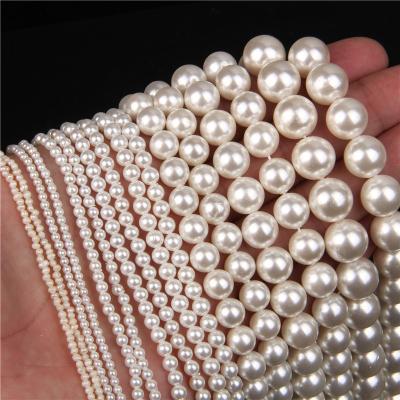 China White Pearl 2-12mm Imitation Freshwater Pearl Beads Round Natural Freshwater Shell Pearl Loose Bead For Jewelry Making DIY Bracelet Necklace for sale