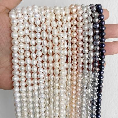 China Real Natural Freshwater Pearl Freshwater Cultured Champagne Purple Gray Pearls Beads Black White 7-8 mm Loose Pearl Bead For Jewelry Making DIY for sale