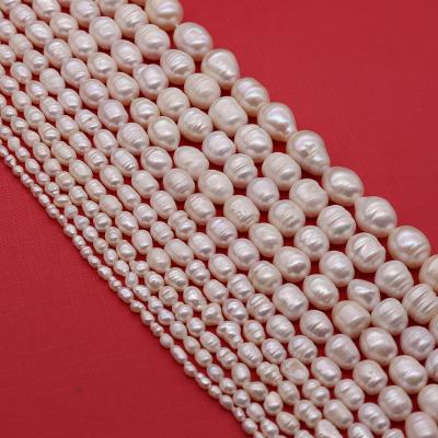 China Natural Freshwater Pearl Pearl Beads Rice Shape Perforated Loose Beads Shape Jewelry Rice Bead DIY Elegant Necklace Jewelry Making for sale