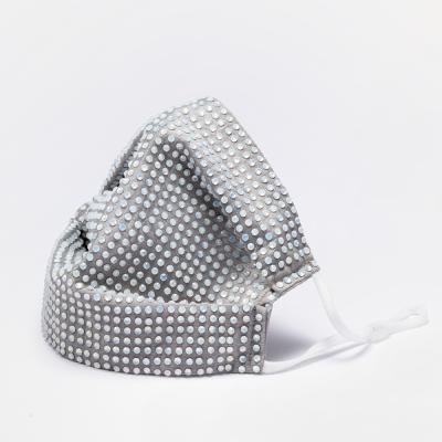 China Shinning Rayon/Gray Rayon Linen Snowwhite Rhinestone Strass Fashion Party Mask for sale