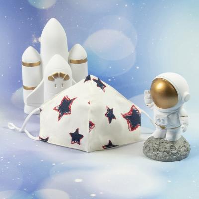 China Customs Breathable Cotton Reusable 100% Washable Reusable Kids Girls Boys Astronaut Fly To Mars Star Printing Cute Party Masks For Kids for sale