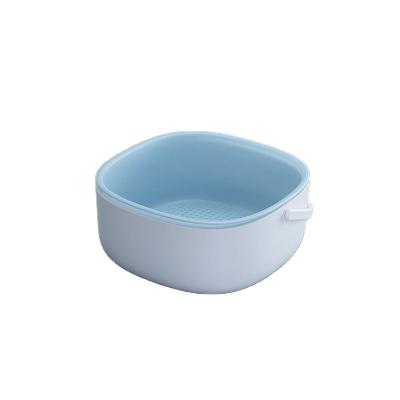 China Kitchen Washing Fruits and Vegetables Double Layer Cleaning Universal Plastic Rotating Drain Basket for sale