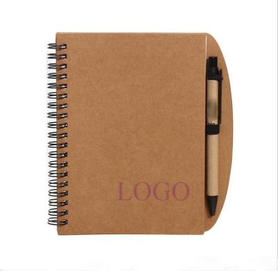 China Customized Double Metal Spiral Logo Eco-friendly Book With Pen Recyclable Paper Notebook For Promotion Gift for sale