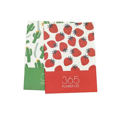 China 2021 new style cartoon strawberry cactus printed customized daily planner for sale