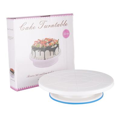 China Sustainable Baking Tools White Plastic Non Slip Rotating Kit Cake High Quality Decorating Turntable for sale