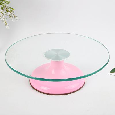 China Viable Hot Sale Cake Decorating Tool Party Non-slip Revolving Round Glass Cake Turntable For Making Birthday Cake for sale