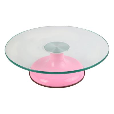 China Viable High Quality Glass Easy Rotary Whizzing Cream Decorating Kit Cake Turntable Stand For Baking for sale