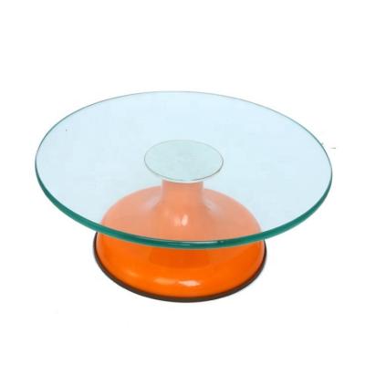 China Wholesale Viable Baking Pink Orange Pink Cake Decorating Dish Platter Rack Tempered Glass Decorating Turntable for sale