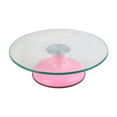 China Viable Hot Sale Tempered Glass Cake Rotating Props Baking Decoration 360 Degree Rotating Cake Turntable for sale