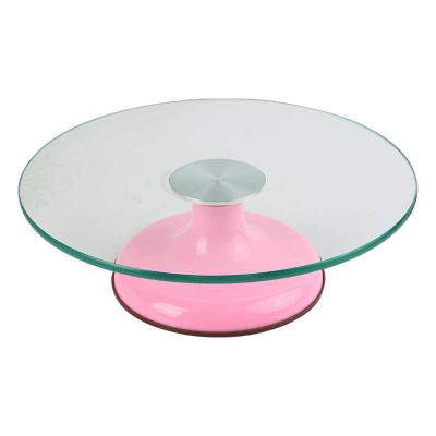 China 2022 Viable Hot Selling Cake Decorating Kit Rotating Cake Stand Turntable Supplies Glass Plastic Cake Stand for sale