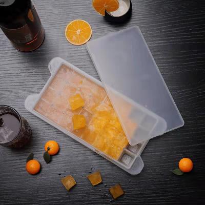 China Food Grade Sustainable Easy Release Silicone Cube Ice Cube Molds 32 Ice Tray Stackable Durable Ice Cube Tray With Lid for sale