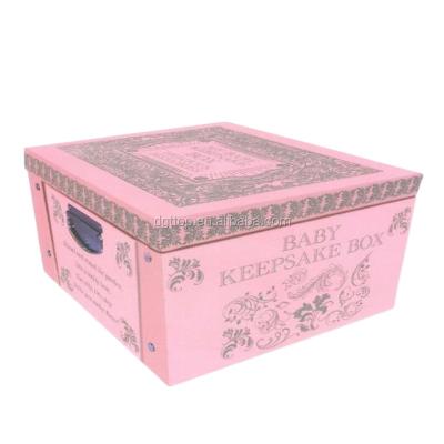 China Recyclable Pink Baby Folding Keepsake Box Large Folding Storage Box for sale