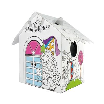 China Recycleble BSCI and FSC Kids Paintable House Cardboard Playhouse for sale