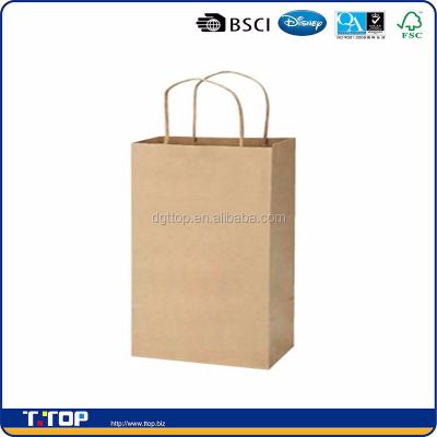 China Recyclable Twisted Brown Kraft Paper Handle Reusable Shopping Bags For Crafts for sale