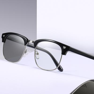 China For High Quality Blue Classic Sun Glasses Optical Glass Design Frame Photochromic Light SUNPOLY Anti Retro Reading Glasses for sale