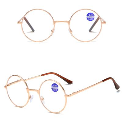 China 15 years experience SP702 retro round unisex blue reading glasses new metal filter glasses in stock for sale