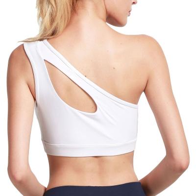 China Breathable Sexy Women Plus Size Yoga Gym Fitness Underwear Workout Sports Fitness Set Sexy Bras One Shoulder Women Sports Bare Bra for sale