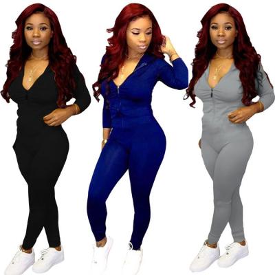 China Fashion Bodycon Rompers Autumn Long Sleeve Fitness Women Stretch Jogging One Piece Jumpsuit QUICK DRY for sale