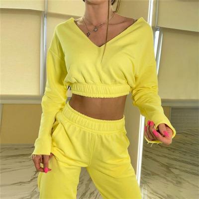 China High Quality Anti-Wrinkle Sweatsuit Ladies Long Sleeve Sport Joggers Fall Women Pants Two Piece Set for sale