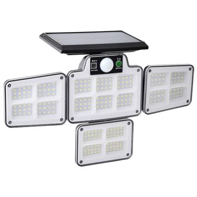 China 168 LED 4 Heads Garden Lights Outdoor Solar Motion Sensor Wide Angle Lighting Remote Control Waterproof Solar Wall Lamp for sale