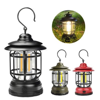 China Retro Tent OUTDOOR Outdoor Lights Lantern COB Emergency Dry Battery Portable Lamp Multifunctional Hanging USB Rechargeable Lamp for sale