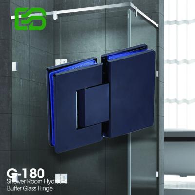 China Brand New 180 Degree Easy Installation Hydraulic Gear Adjustable Shower Hinge Black Glass To Glass for sale