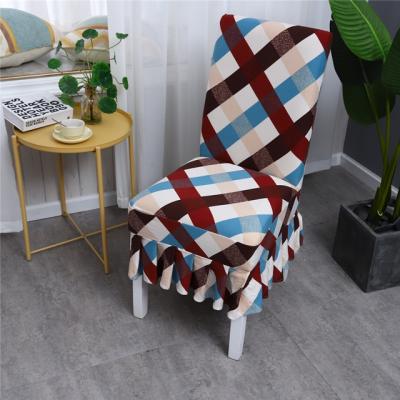 China Wholesale Simple China Stretch Multicolor Printing Ruffled Dining Flower Spandex Half Back Chair Cover For Home And Hotel for sale