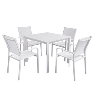 China Traditional Garden Patio Furniture Waterproof Aluminium Dining Restaurant Tables And Chairs Outdoor for sale