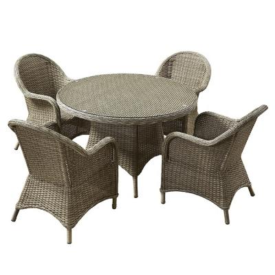 China Hot Weather Outdoor Furniture Restaurant Garden Rattan Outdoor Dining Table Set With Armchair for sale