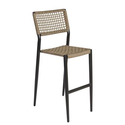 China Modern Aluminum Armless Rope Chair Patio Furniture Garden Leisure Garden Rope Bar Chair Outdoor Bar Stool for sale