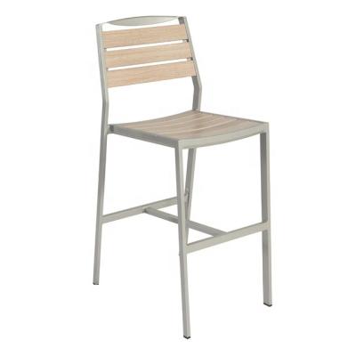 China Outdoor Aluminum Metal Bar Stool Counter Back Plastic Wood Deck Garden Bar Metal Chairs for sale