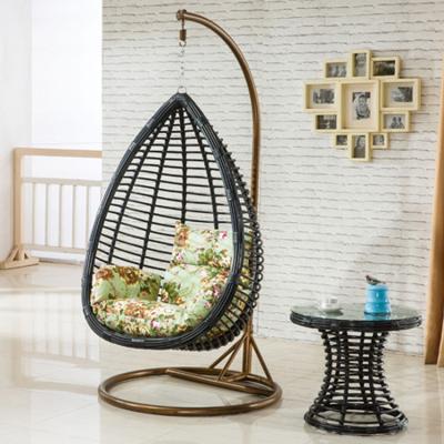 China Contemporary Outdoor Hot Sale Rattan Garden Furniture Blue White Wicker Eggs Hanging Chair Patio Swings for sale