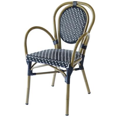 China Outdoor Lightweight Aluminum Rattan Bistro Stacktable Garden Furniture Outdoor Wicker French Chair for sale