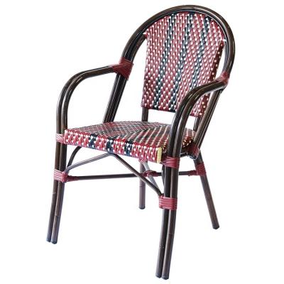 China Waterproof Modern Outdoor Cheap French Rattan Synthetic Rock Rattan Aluminum Bistro Chair for sale