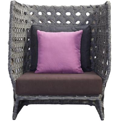 China Gaden Sofa Chair Furniture Cane Rattan Patio Outdoor Corner Single Wicker Sofa Black Waterproof With Canopy for sale