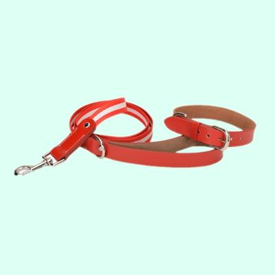 China Multi Colors Genuine Leather Pet Collars and Leashes Personalized Dog Leads and Collars Pet Leash Custom Dog Accessories for sale