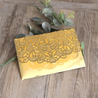 China Europe Excellent Quality Bright 3d Gold Laser Cut Invitations With Envelope Wedding Invitations for sale