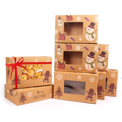 China Decorative Europe Christmas Cookie Box Kraft Paper Box Favor Boxes For Christmas Party for sale