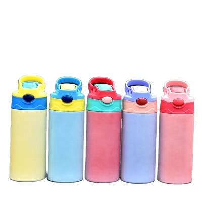 China Sustainable Wholesale 12oz  Straight stainless steel UV Change Color Sublimation Kid Water Bottle Tumbler with lid for sale