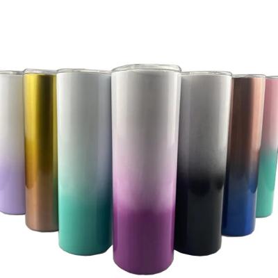 China Sustainable 20 Oz Stainless Steel vacuum insulated colorful Gradient Design Sublimation Skinny Tumblers With lid for sale