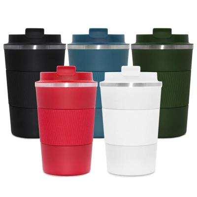 China Sustainable Whosale 380ml 510ml Stainless Steel Double Wall Travel silicone Coffee Mugs for sale