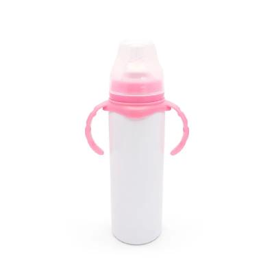 China Sustainable Wholesale 8oz White Blanks 304 Stainless Steel Sublimation kids water bottle Baby Sippy Cup with handle for sale