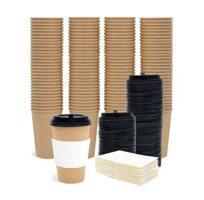 China Wholesale Clean Factory Price Disposable Customized Logo Printing Hot Coffee Kraft Paper Cups With Lids for sale