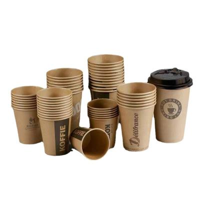 China Wholesale Disposable Paper Cups Free Samples Single Double Kraft Paper Coffee Cup With Lids for sale