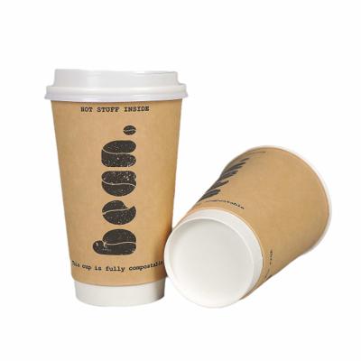 China Wholesale Clean High End Factory Price Biodegradable Customized Logo Printing Hot Coffee Kraft Paper Cups With Lids for sale