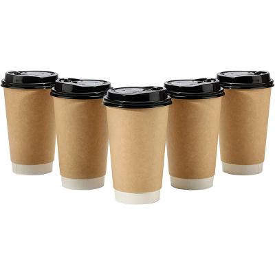 China Biodegradable Eco Friendly Various Size Customized Printing Hot Coffee Single Double Wall Kraft Paper Cups With Lids for sale