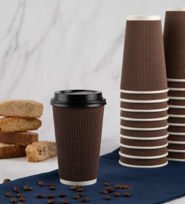 China Wholesale Disposable Double Color Disposable Custom Size Wall Paper Ripple Hot Coffee Cup for sale