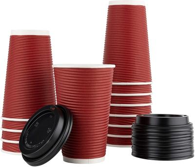 China 8-16oz Disposable Customized Printed Insulated High End Corrugated Wall Coffee Ripple Wallpaper Cups for sale